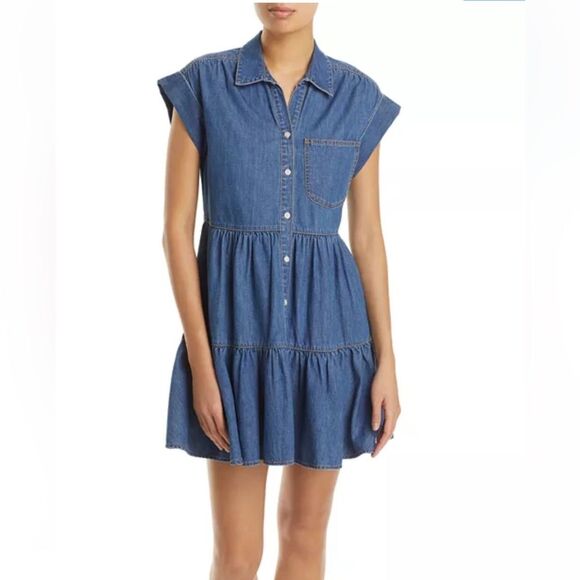 Veronica Beard Trisha Denim Mini Dress - Picture 1 of 12